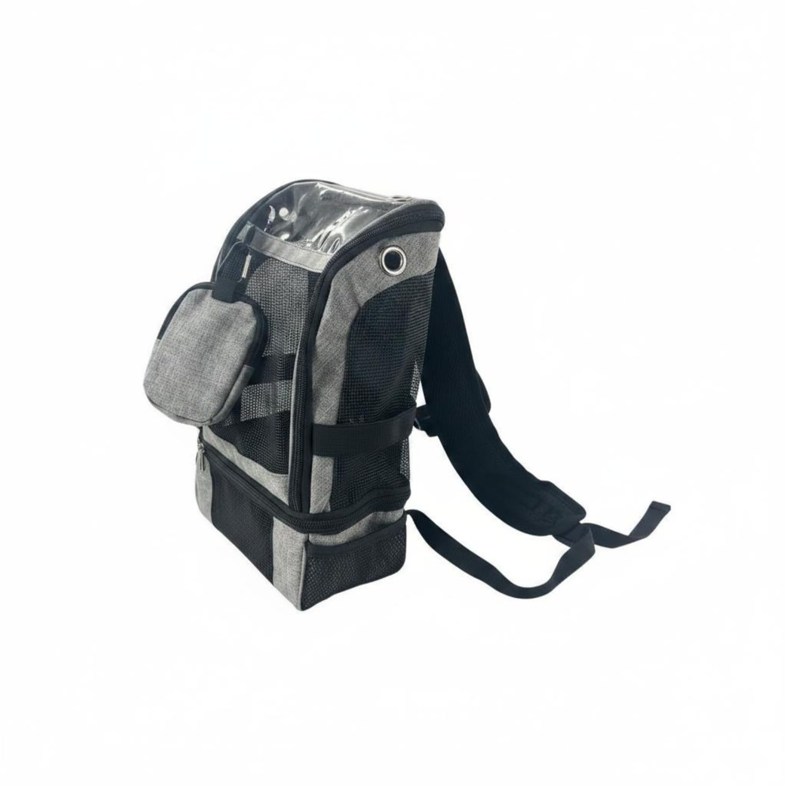 Mochila Oxígeno Portátil Correas Ajustables Mochila con Tapa Transparente Ligera Accesorio Médico para Aire Libre, Gris, Gris