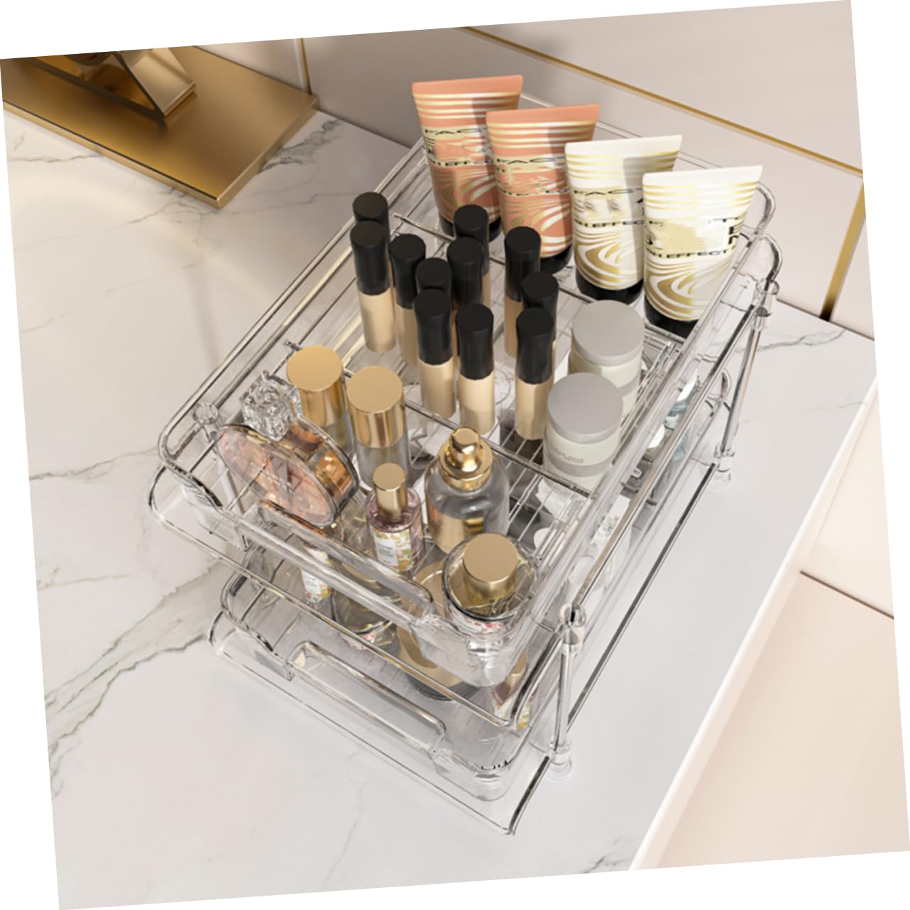 VICASKY Organizer Estraibile Due Scatola Stoccaggio per Cosmetici e Accessori per Cucina e Multifunzionale e Trasparente