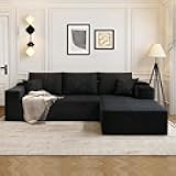 Modular Sectional Sofa Couches L-Shape Couch 3 Seat Modular Sofa Memory Foam Sectional Couches for Living Room, Cloud Couch with Oversized Chaise (Grey, Stripe (Left Facing Chaise))