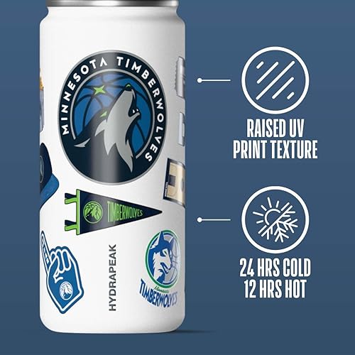 Miniatura 5 de Hydrapeak x NBA Botella de Agua Activa con Licencia Oficial de Minnesota Timberwolves de 20 oz con Tapa Chug y Asa Reutilizable de Acero Inoxidable