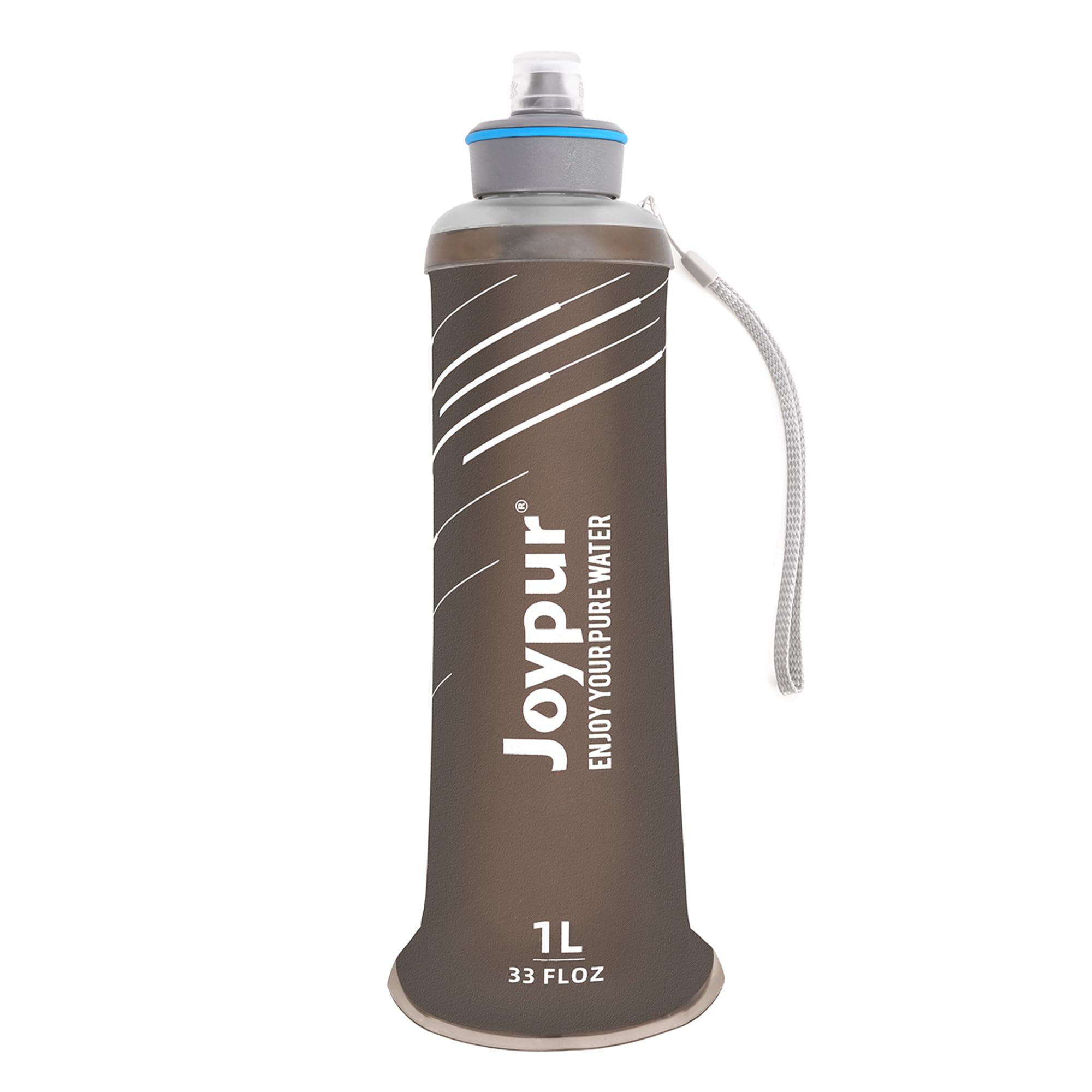 Bouteille Eau Pliable avec Filtre 1000ml, Filtre à Eau Portable 3 Couches, Élimine 99.9999% des Impuretés, Ultra-léger 100g, Pour Randonnée Camping Survie, TPU Qualité Alimentaire (Gris)