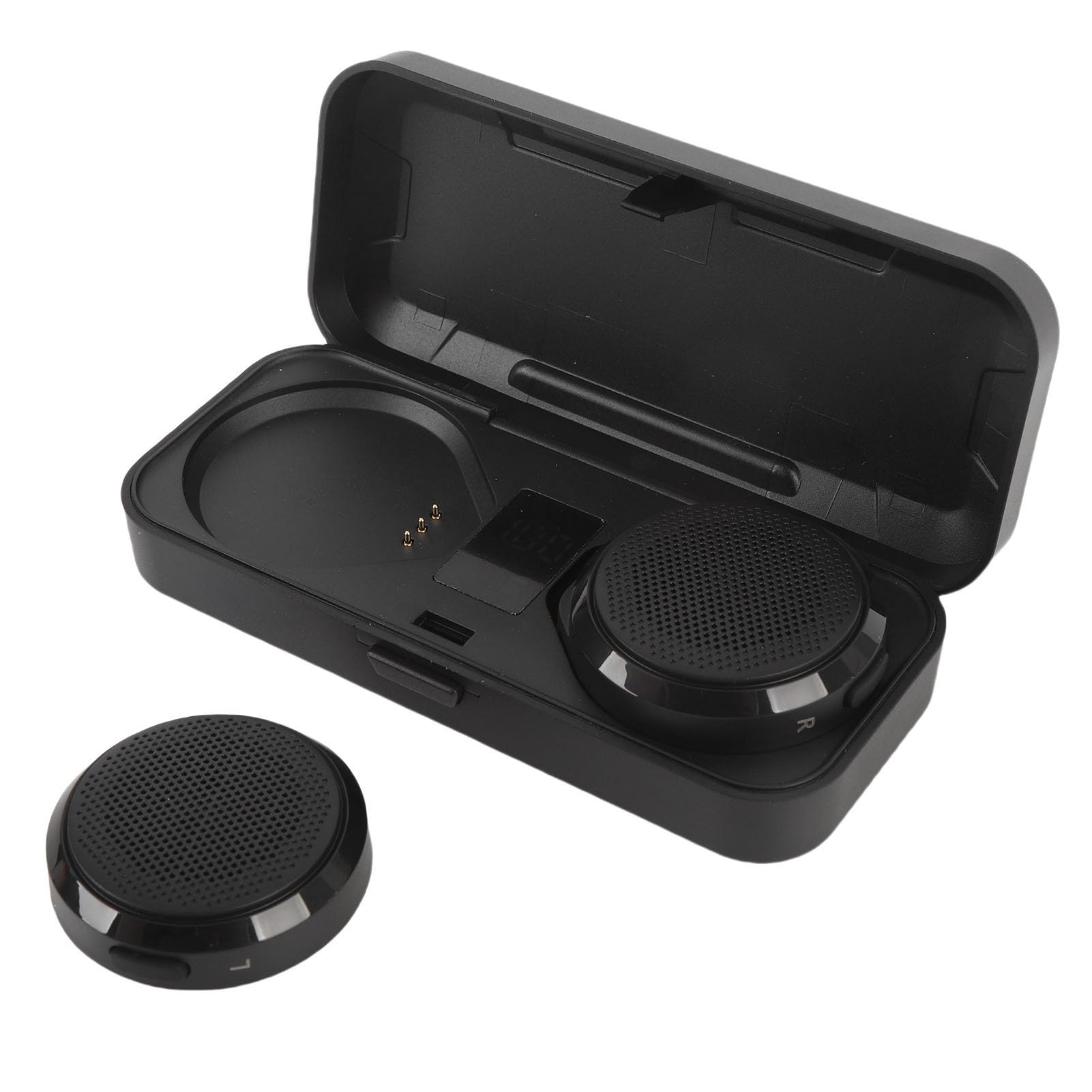 SEAFRONT Casque BT pour Motos, Haut-Parleur sans Fil avec Télécommande et étui de Chargement, Type C, Utilisation Pendant 50 Heures, Suppression Active du Bruit pour l'équitation, Le Ski, Le