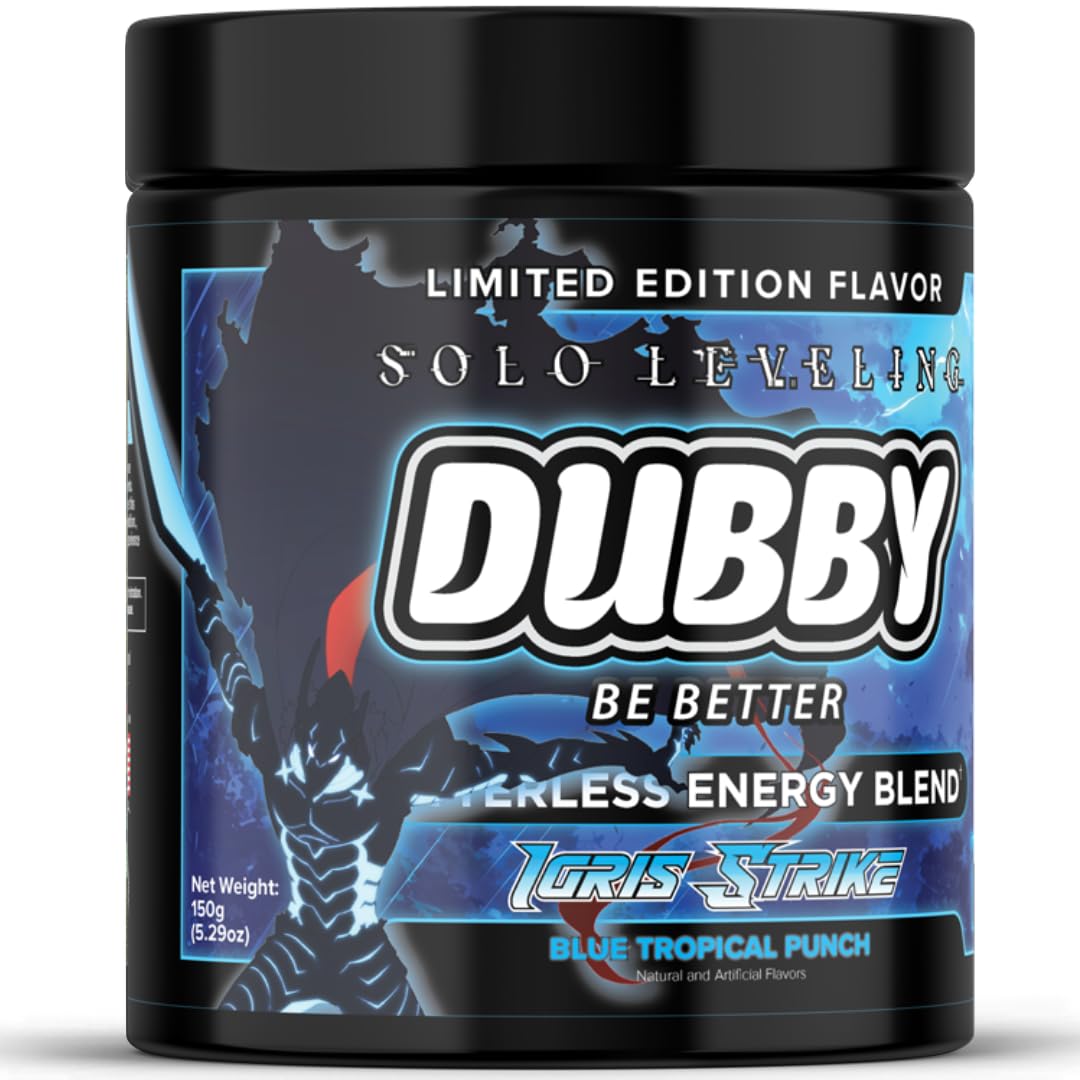 Dubby Suplemento em pó para energia com cafeína 150 mg, Blue Tropical Punch, 30 porções