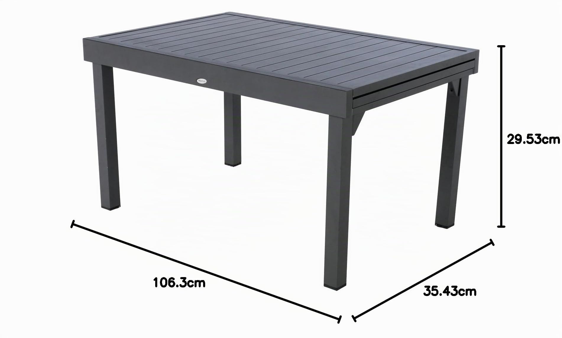 Hespéride Table de Jardin Extensible 10 Personnes Piazza - L. 135/270 cm - Noir Graphite