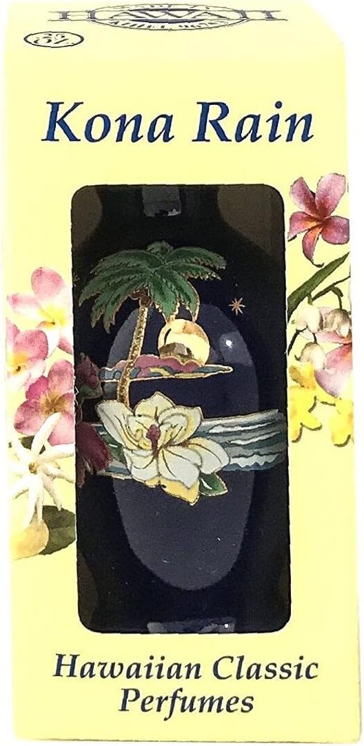Hawaiian Kona Rain Perfume by Edward Bell, Hawaiian Classic Perfumes 0.25 oz (Navy Blue Porcelain Bottle)