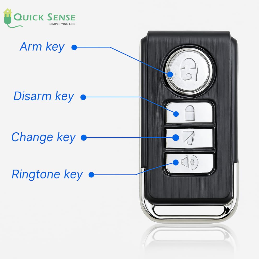 Quick Sense Wireless Bike Alarm 113dB | Anti-Theft Vibration Sensor with Remote | Adjustable Sensitivity & Volume | IP55 Waterproof Motion Alarm for Bicycle, E-Bike, Scooter, Motorcycle | (Pack of 1) 4
