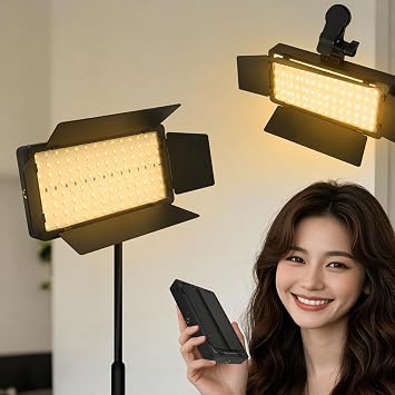 Coverzone 15cm x 8cm LED Video Işığı Ayarlanabilir 3200-6500K CRI95+ Fotoğraf Video Işık Paneli Prizden Çalışan Kamera Işığı 1/4 Hot Shoe Uyumlu Tripod Telefon Canlı Yayın Işığı | Led 300