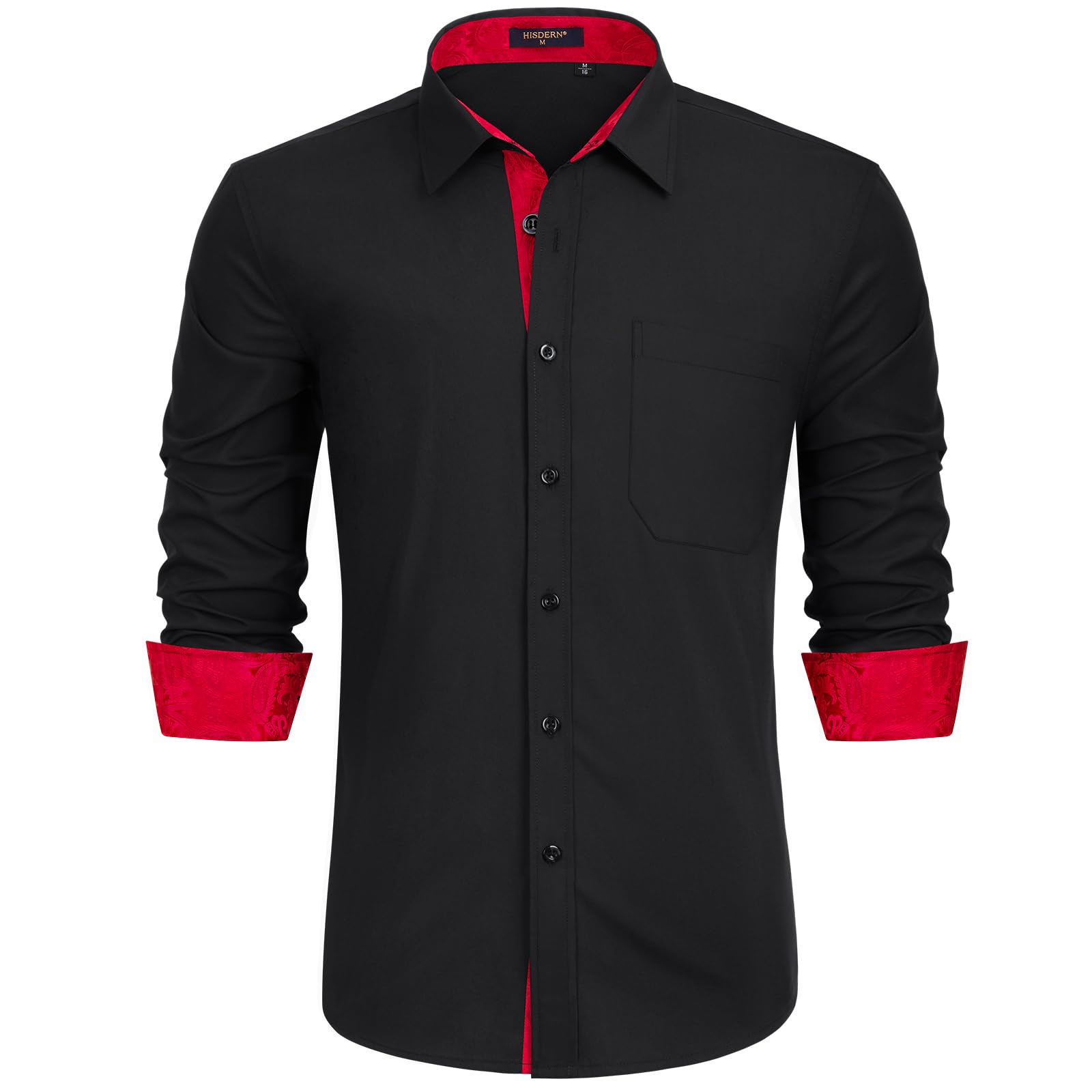 HISDERN Camisas Manga Larga para Hombres Formal Elegante Clásica Camisa de Algodon Camisas Casual para Hombre