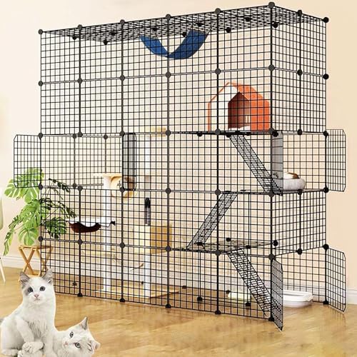 猫 折りたたみ ケージ 5層 大型折りたたみ キャットケージ 多頭飼い ペットDIYケージ組え自由 室内飼い 組立簡単 折り畳み式 移動便利 キャットケージ