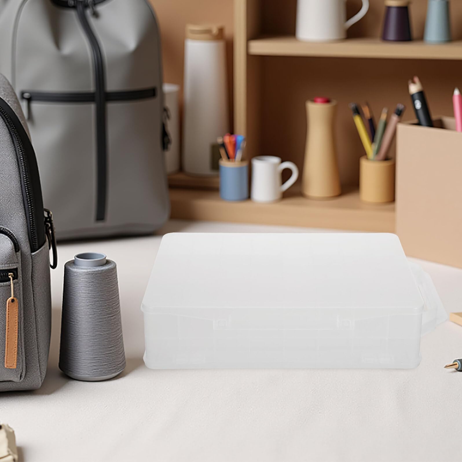 Scatola Portaoggetti Doppio Strato 46 Scomparti Indipendenti in Plastica Trasparente Organizer Leggero e Capiente per Casa e Viaggio