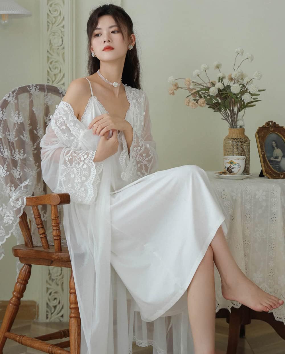 Sharebeauty Super Soft Vintage Victorian Palace Style Nightgown Modal Viscose Rayon - Image 2