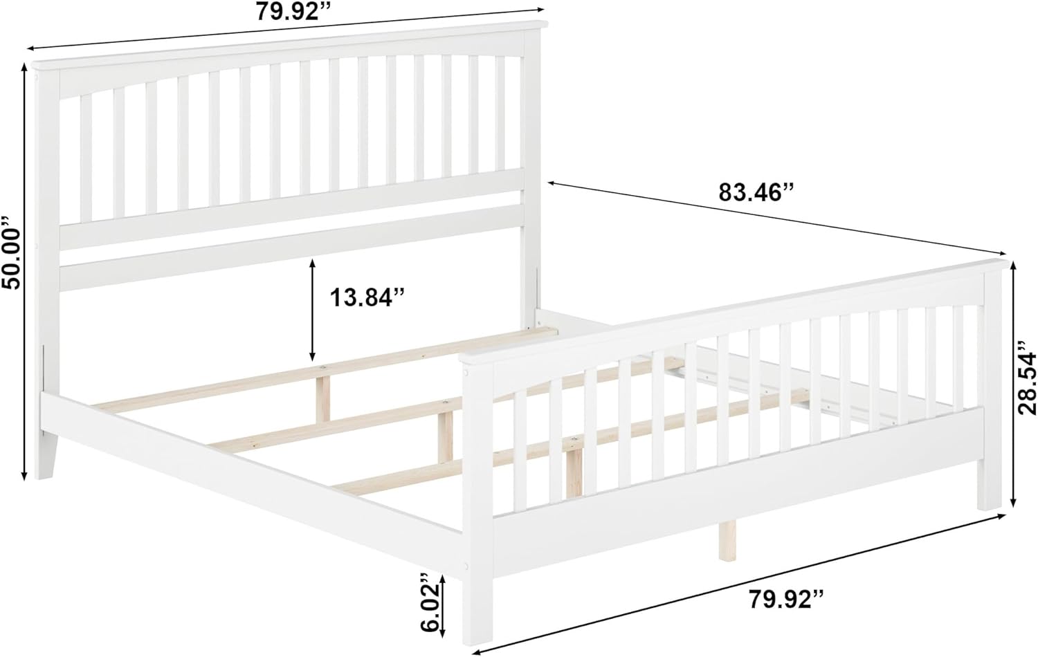 AFI, Brooklyn King Foundation Bed Frame with Matching Footboard, White