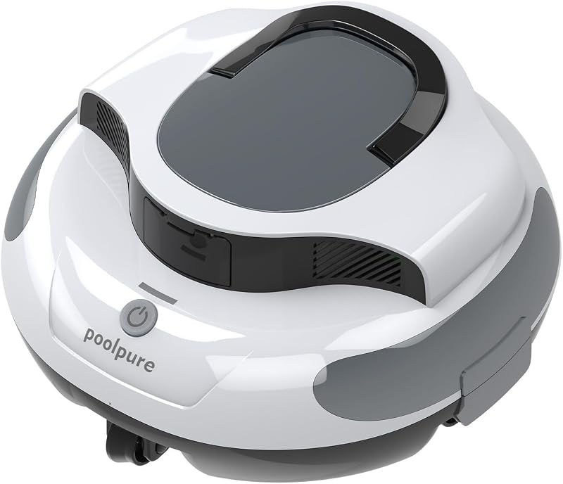 POOLPURE Cordless Robotic Pool Cleaner, 110Min Runtime,White | for Above & In-Ground Pools Up to 1000 Sq.Ft, Auto-Parking, Advanced Waterproof Technology 2026