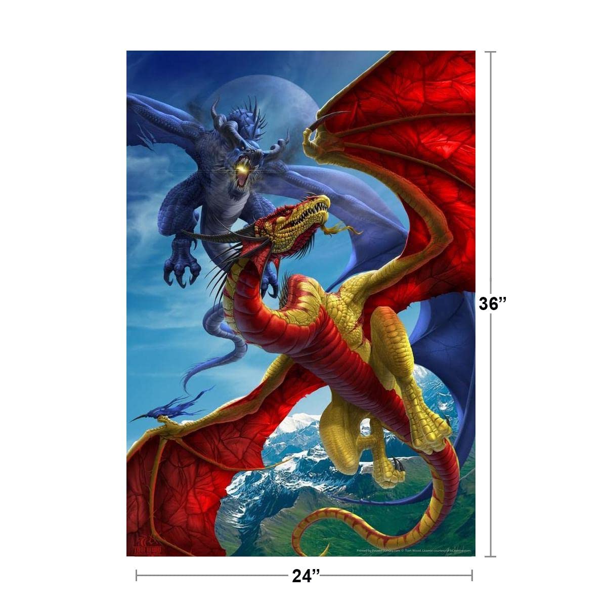 Amazon.com: Slash and Burn Dragon Battle Tom Wood Fantasy Art Cool