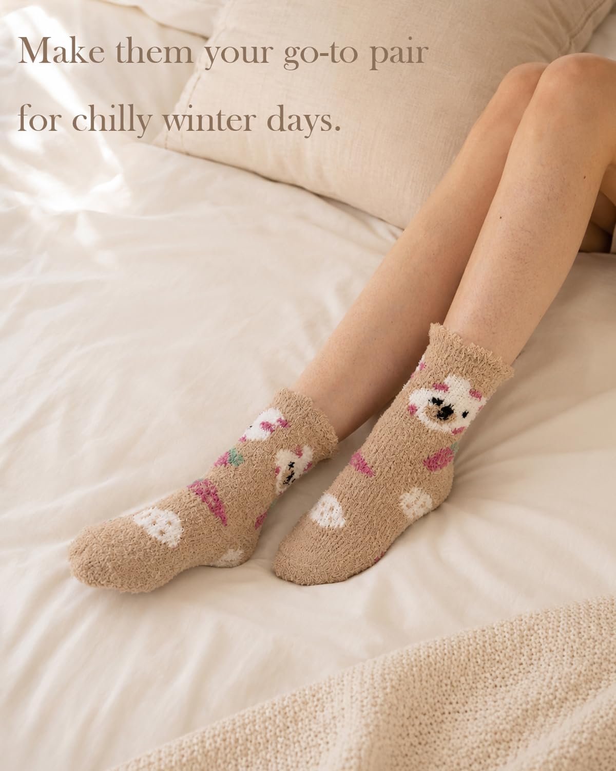 Fuzzy Socks for Women, Cozy Warm Fluffy Slipper Socks Plush Winter Socks for Gifts & Stocking Stuffers, No Shedding