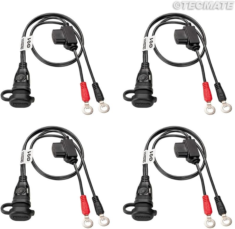 OptiMate O-01x4 PACK Cabo para Bateria com Terminais de Anel M6 e 1/4 pol., Conector SAE de Engate Rápido, 4 Unidades