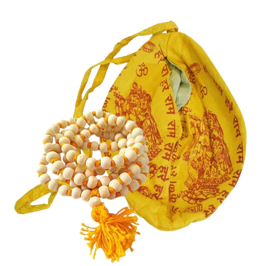 HOLIC STORE Tulsi Japa Mala, 108 Beads, with Gomukhi Jaap Bag, Krishna Japa Mala, Iskcon Krishna Japa Mala (Pack Of 1)