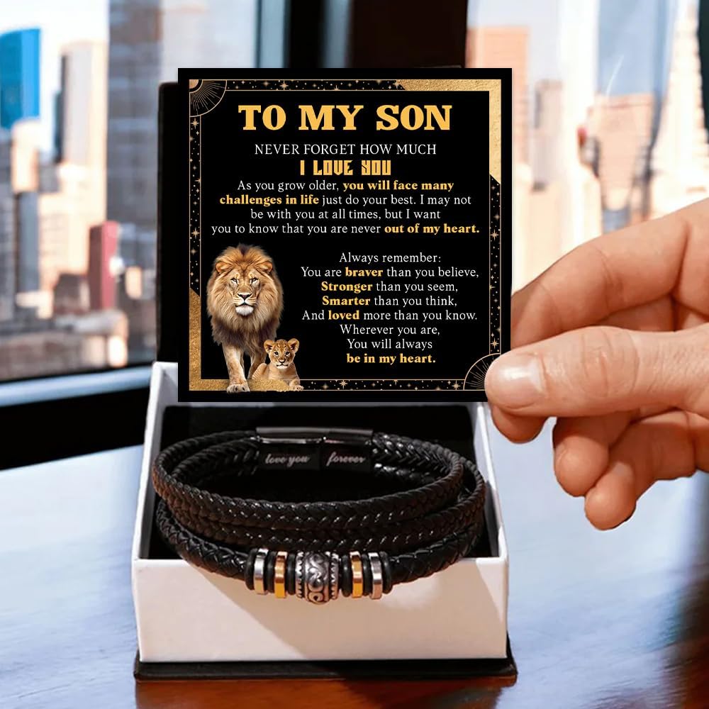 To My Son Love You Forever Bracelet From Mom & Dad With Heartfelt Message & Elegant Box, Gift For Son From Mother Father On Graduation, Birthday, Wedding, Christmas & More #1
