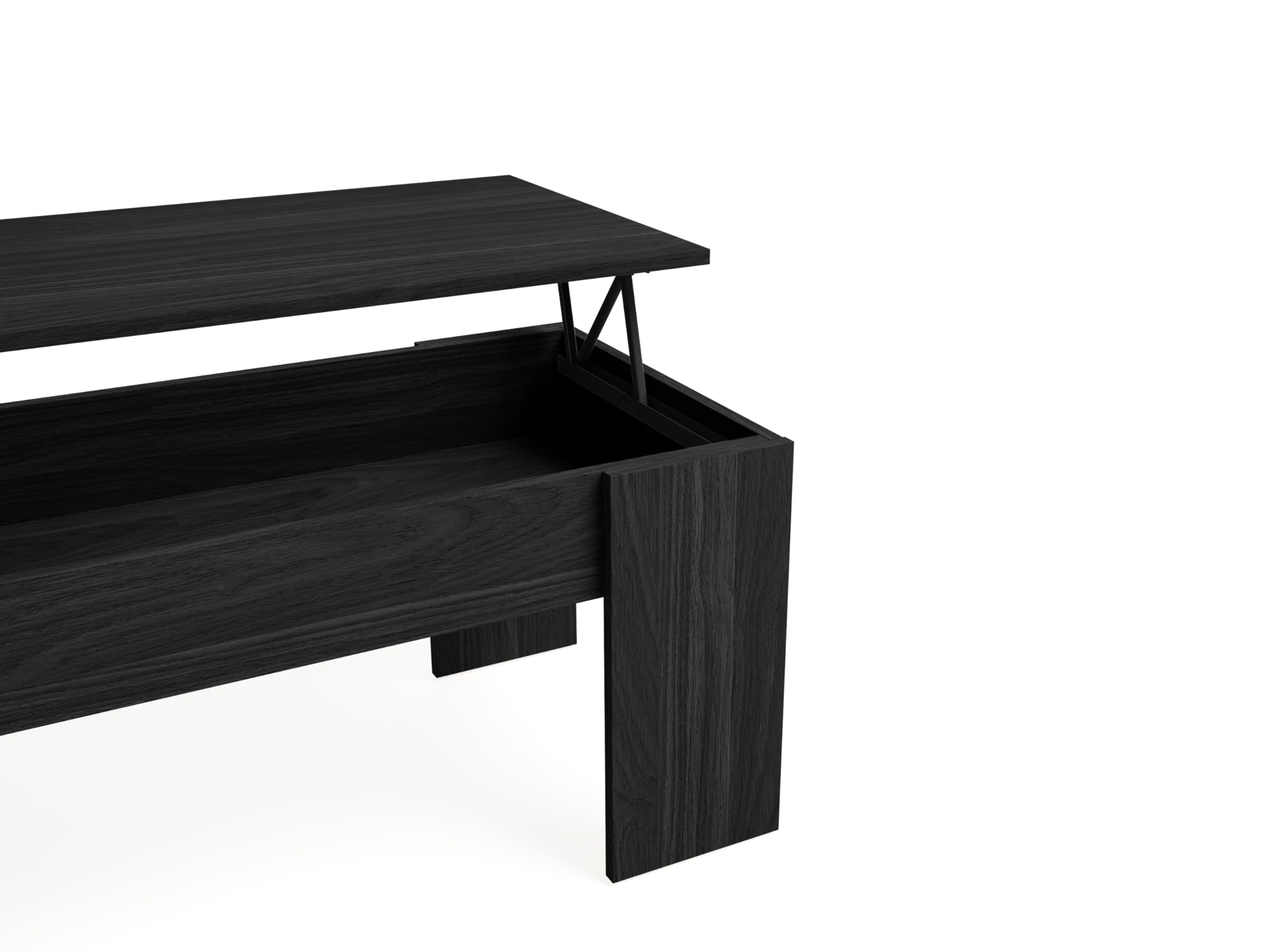 Couchtisch mit Höhenverstellbarer 100 x 45 x 50 cm. Platte Kaffeetisch ausziehbarer Wohnzimmertisch Sofatisch für Wohnzimmer, Büro, Schwarze Holzoptik.