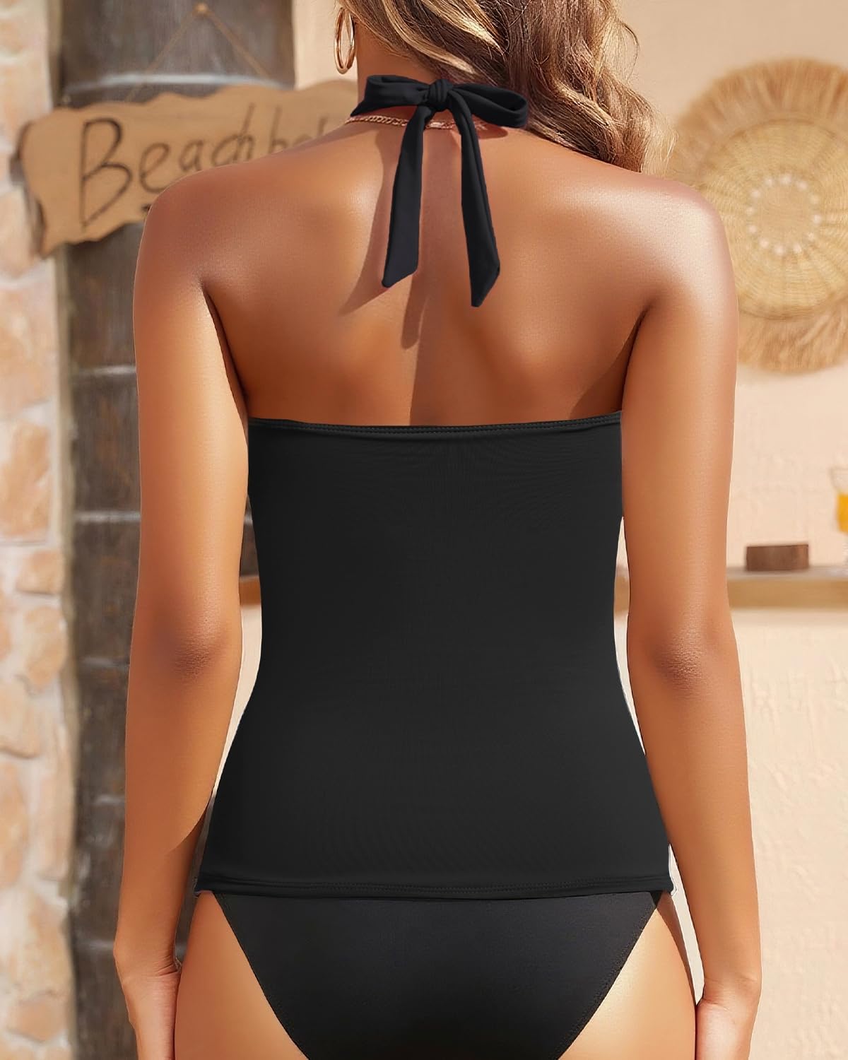 Women Tankini Bathing Suit Top - Halter Swim Tops Only Tummy Control No Bottom Swimwear