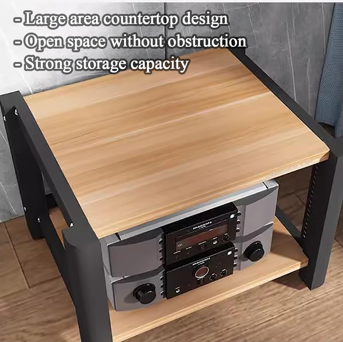 Scaffale portaoggetti angolare Stereo a 5 Ripiani con Giradischi, Console per Videogiochi, Mobile Porta TV per dispositivi Audio e Video, per Soggiorno, Sala Giochi, Sala di Registrazione, c