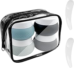 4 Pieces Travel Cream Jars, 30ml Silicone Jars for Creams Travel Silicone Jar with Spatula, Silicone Containers for Cosmetics with Transparent Bag (Black Series)