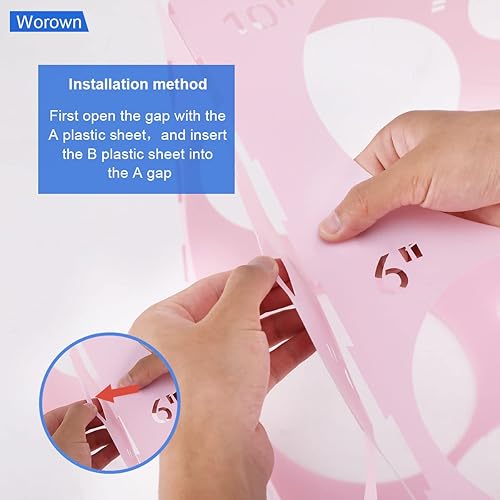 Miniatura 4 de Worown Caja plegable de plástico rosa de 11 agujeros cubo de tamaño de globos herramientas de medición de tamaño de globo para decoración de globos