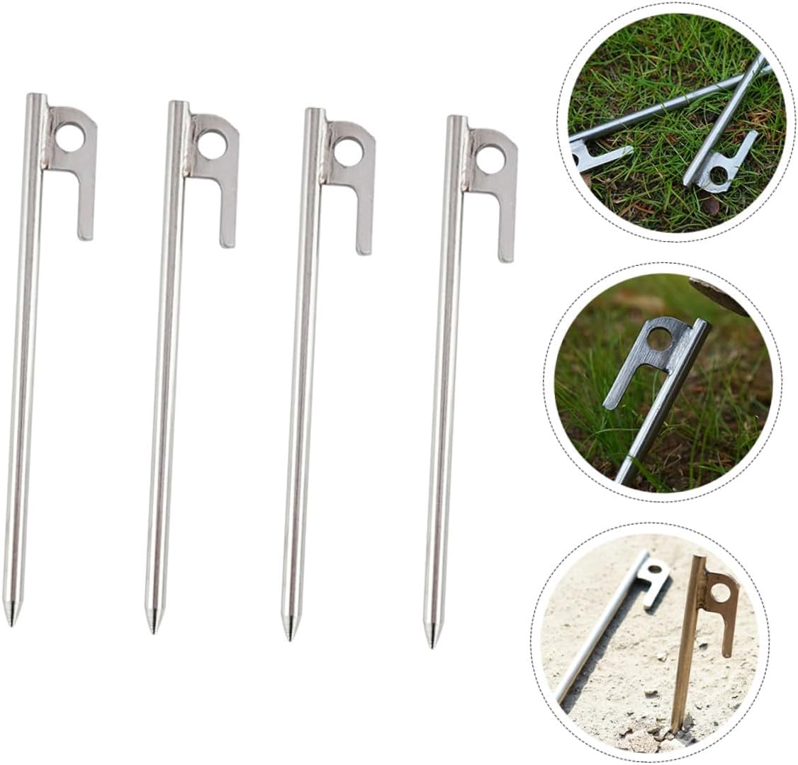 Luxshiny 8 Pcs Stainless Steel Camping Tent Stakes 30cm Heavy Duty Ground Pegs for Hiking and Outdoor Tent Accessories