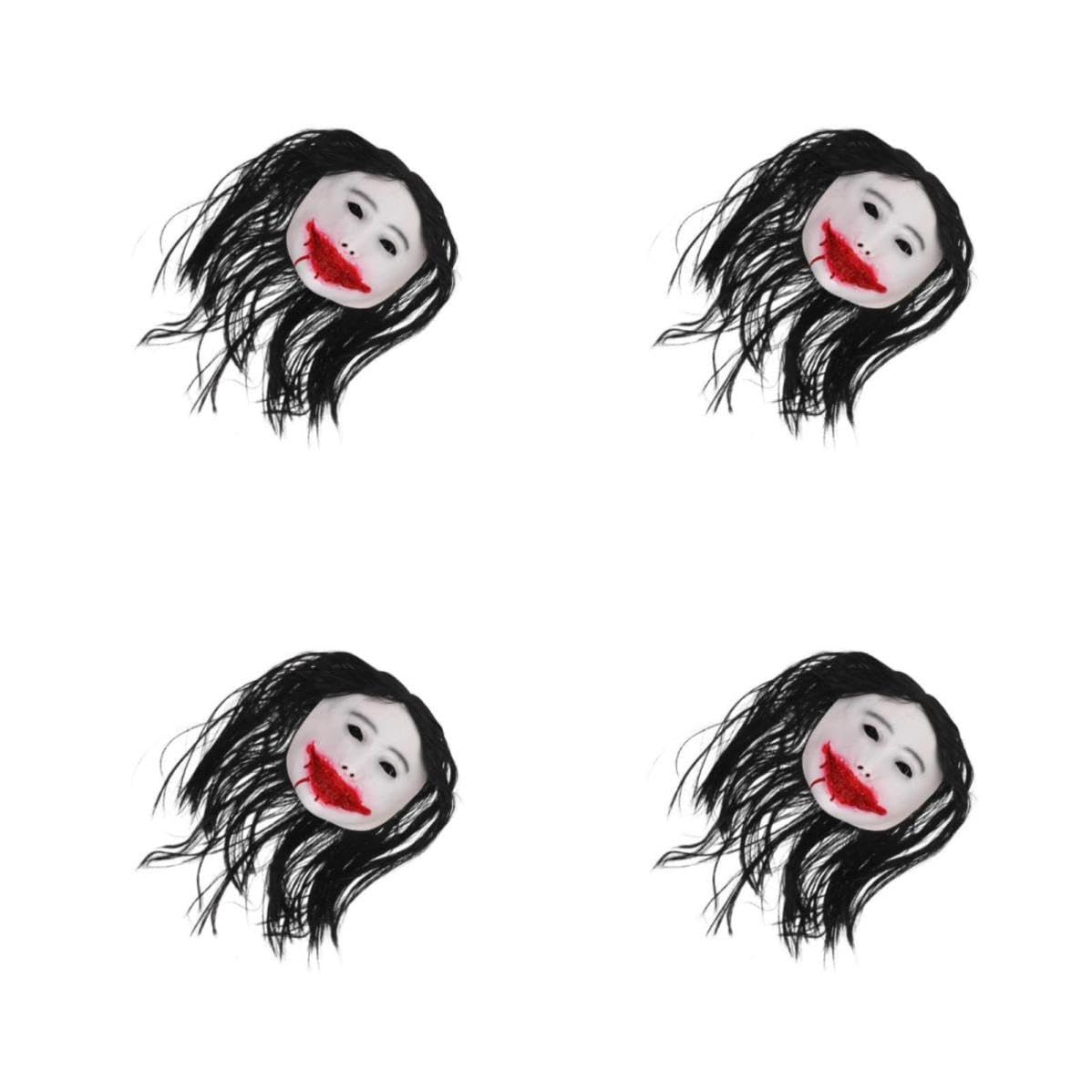 Tofficu 4 Pièces Masques Effrayants pour Femmes en Latex, Long Cheveux, Halloween