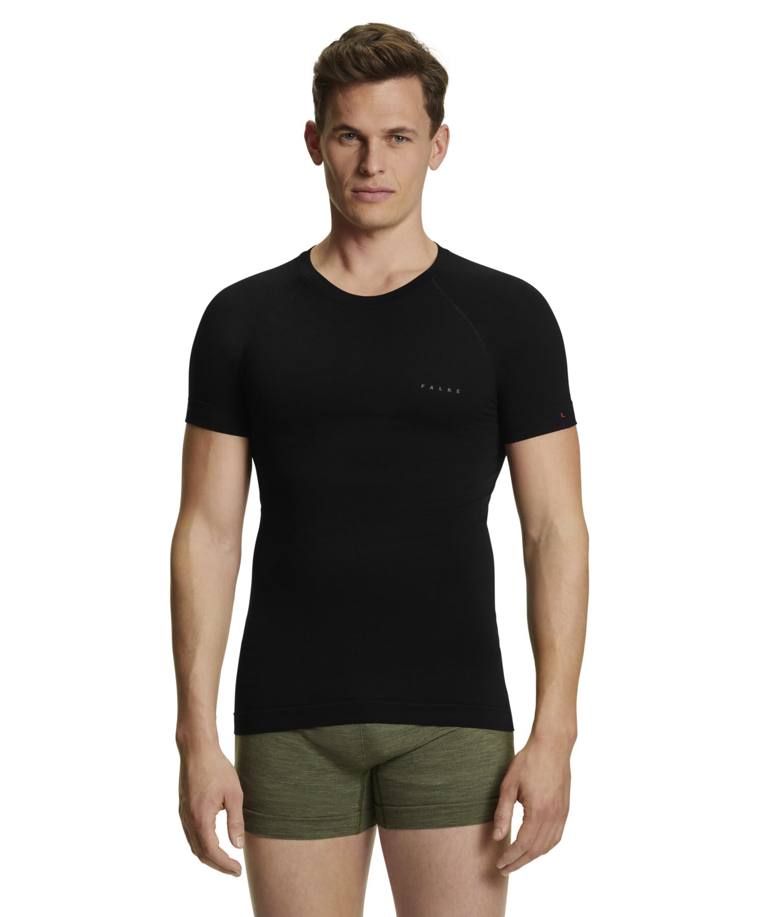 FALKE Mężczyźni Wool-Tech Light Round Neck Podkoszulek na ciepłe i niskie temperatury bielizna oddychająca regulująca temperaturę neutralizująca zapachy wełna materiał funkcyjny 1 Sztuka