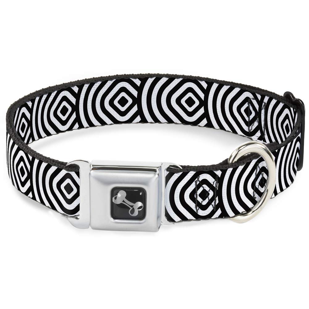 Collier de chien os blanc noir 18-81cm large Buckle Down pour grand animal