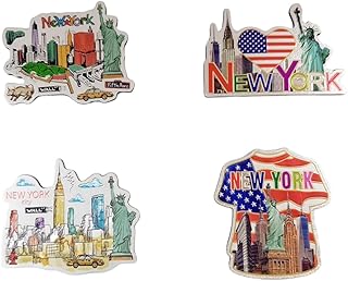 4 Pack NYC 3D Magnets New York Souvenir Empire State Building, Skylines, Statue of Liberty, Brooklyn Bridge, Big Apple, US...