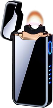 Electric Lighter Rechargeable Big Flame Plasma Lighter with LED Indicator | Electric Lighter Rechargeable with LED Battery Indicator Strong Flame, USB Convenient Charging, Windproof Lighter Outdoor