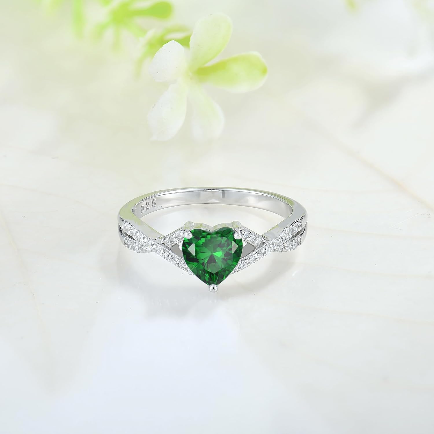 925 Sterling Silver Infinity Heart Ring Birthstone promise Ring for Women Wedding Engagement Birthday Jewelry