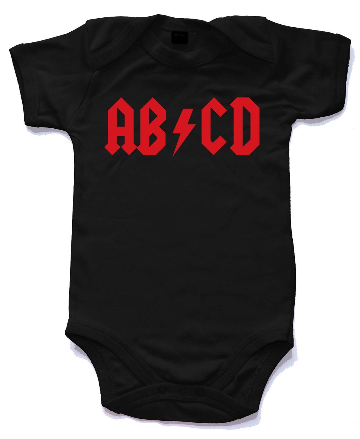 Naughtees ABCD Babygrow Babysuit Black 0-3 Months