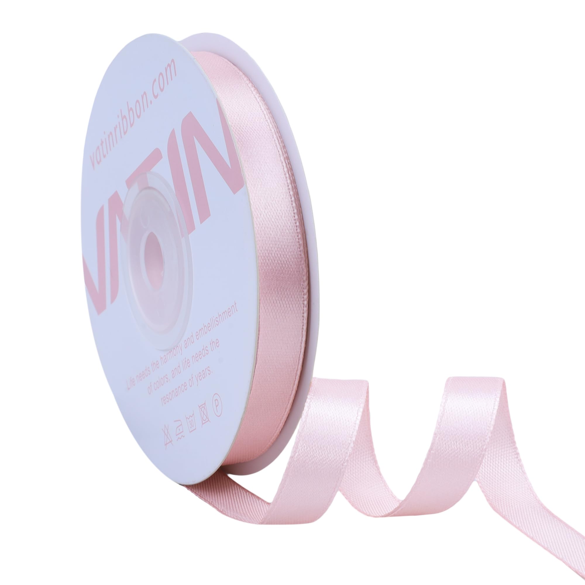 VATIN Rose Gold Satin Ribbon Polyester 10mm X 23m(25 Yards) Craft Fabric Ribbon Perfect for Gift Wrapping,Hair Bow,Party Balloon Trimming