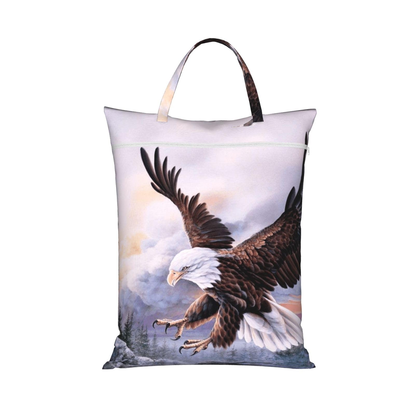 Yfsgdlbn 1 Pc Bald Eagle Printed Travel Dirty Laundry Bag Clothes Pack Storage Basket Bag