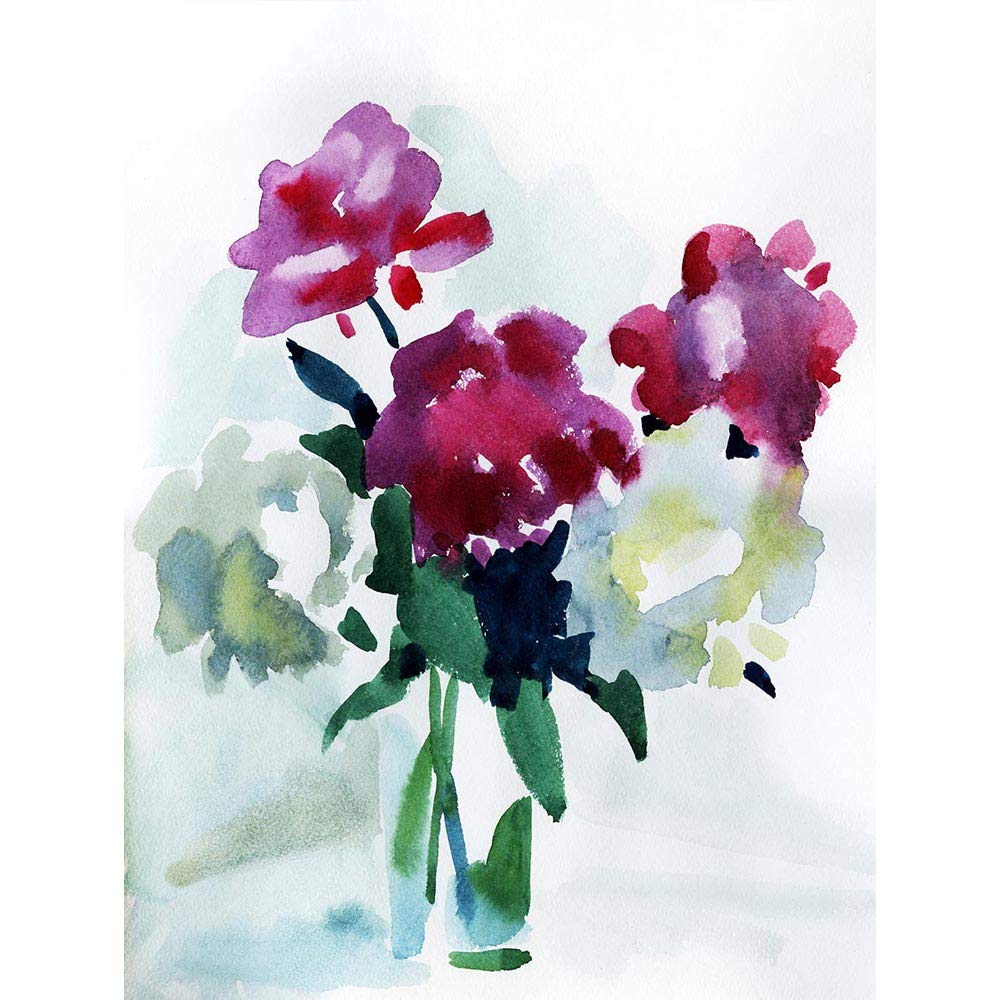 Wee Blue Coo Flower Watercolour Peonies Art Print Poster Wall Decor 12X16 Inch