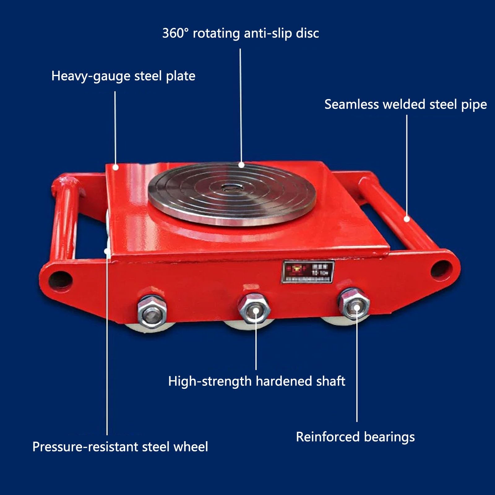 Pattini di Spostamento Verticali per Attrezzature Pesanti da 6T/8T/12T | Cuscinetto Antiscivolo a 360°, Dispositivo di Spostamento Carichi Industriali(12T/26400LB)