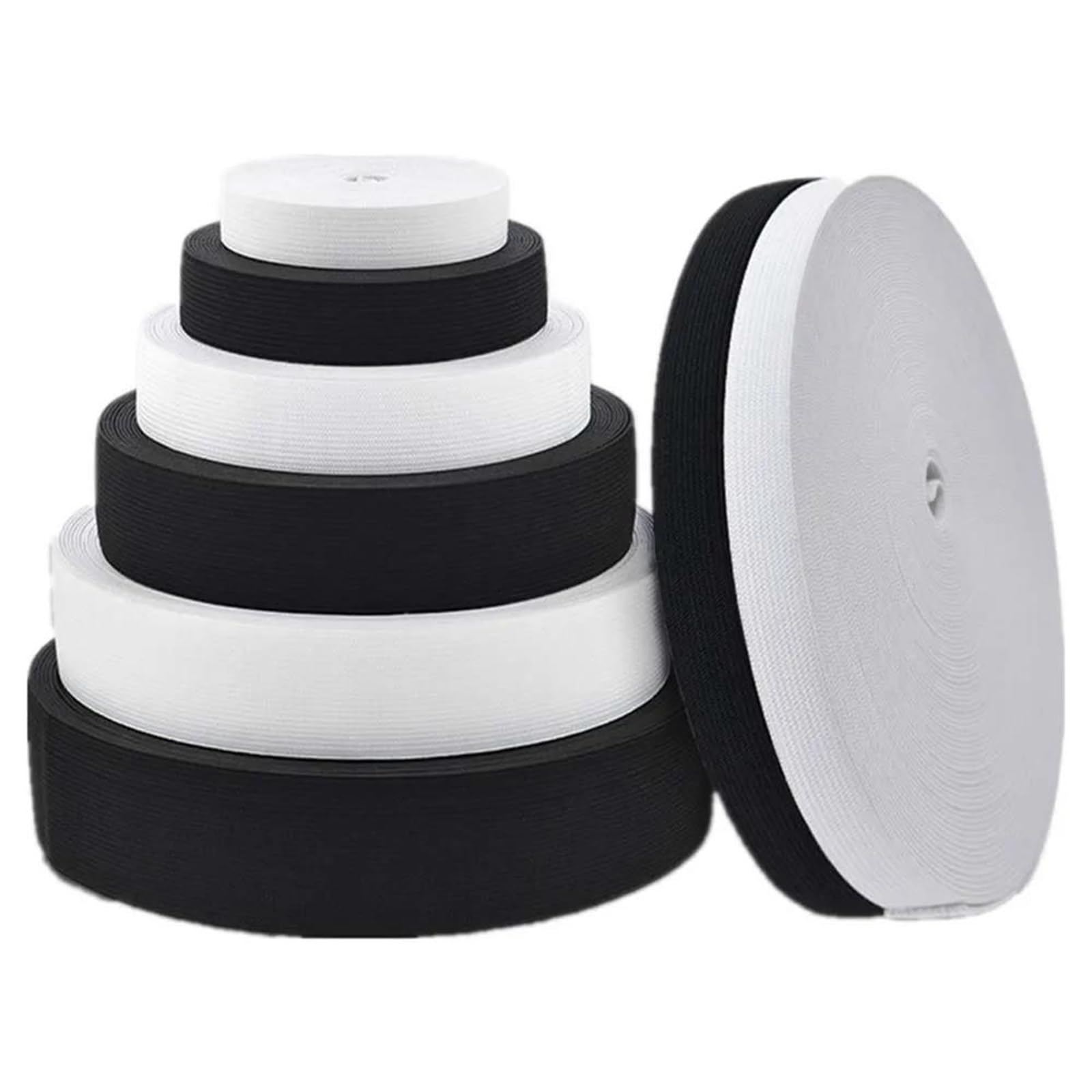 Bandas elásticas Banda elástica Ancha y Plana 8 Metros 20 mm/25 mm/30 mm/35 mm/40 mm/45 mm/50 mm Accesorios de Costura de Nailon Blanco y Negro, Negro, 45 mm(Schwarz,45mm)