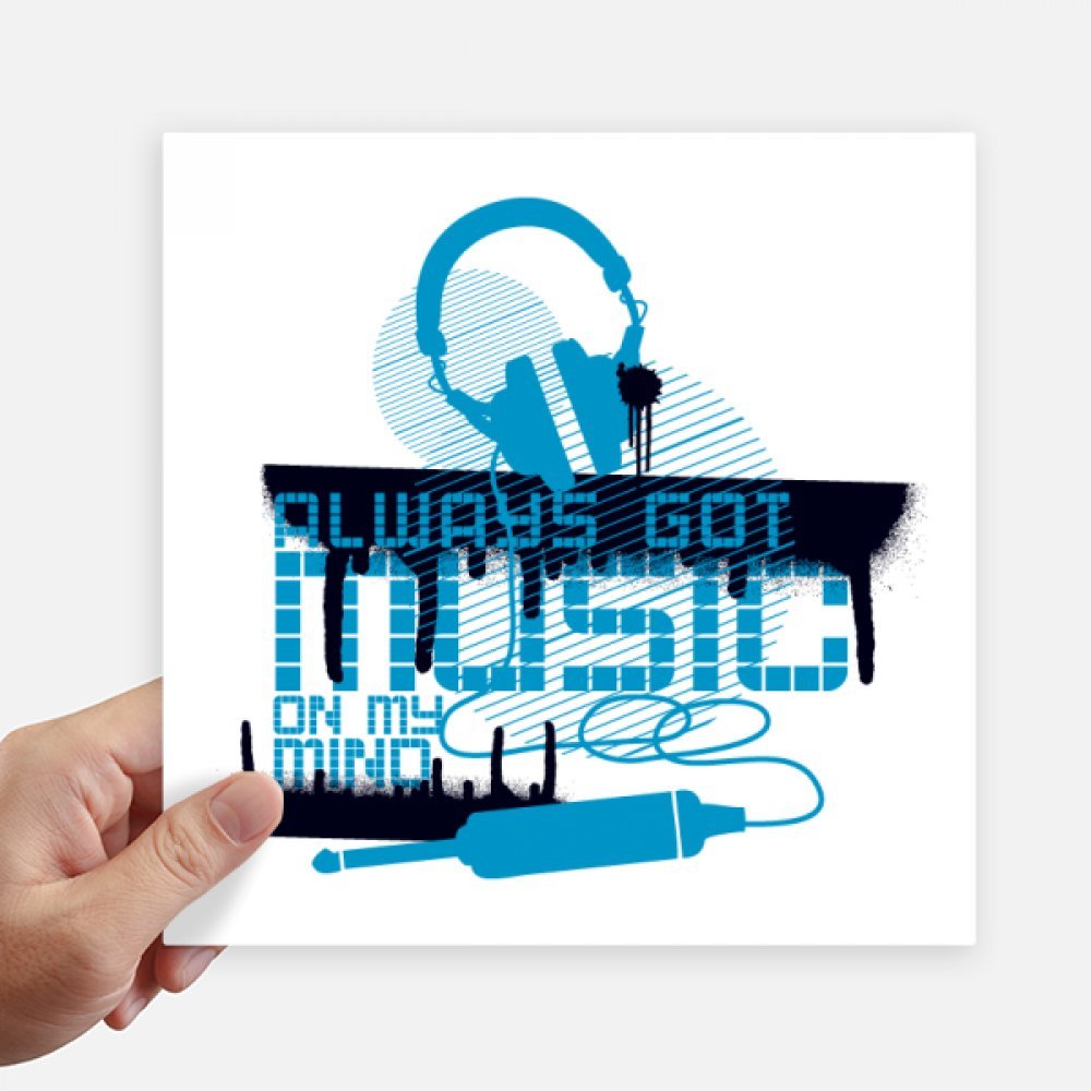 Pegatinas de 20cm x 20cm modelo azul de m&uacute;sica y auriculares - 4 piezas