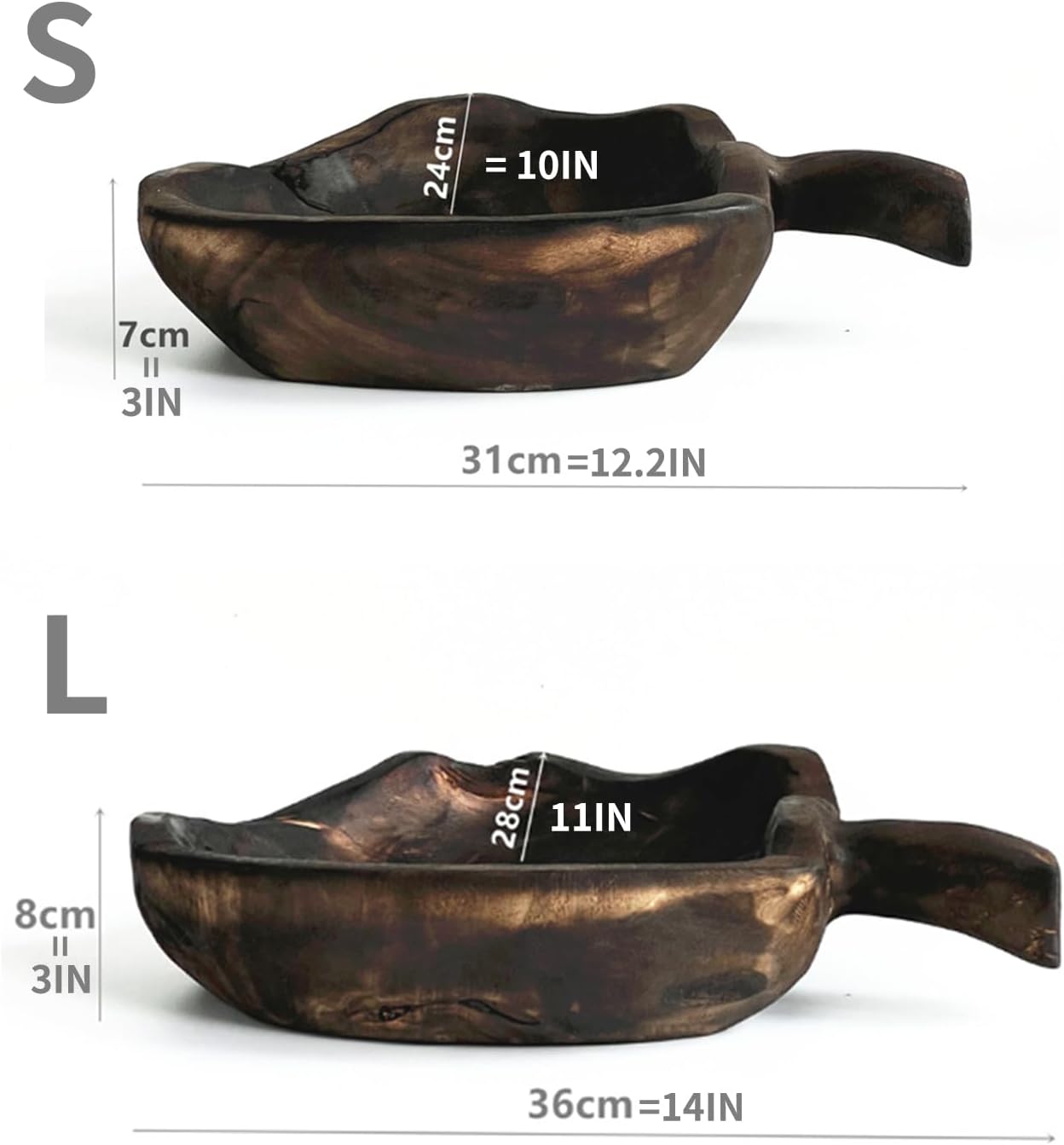 wood fruit bowl with handle - decorative bowl - key bowl for entryway table - Each wood bowl Features a Unique Shape