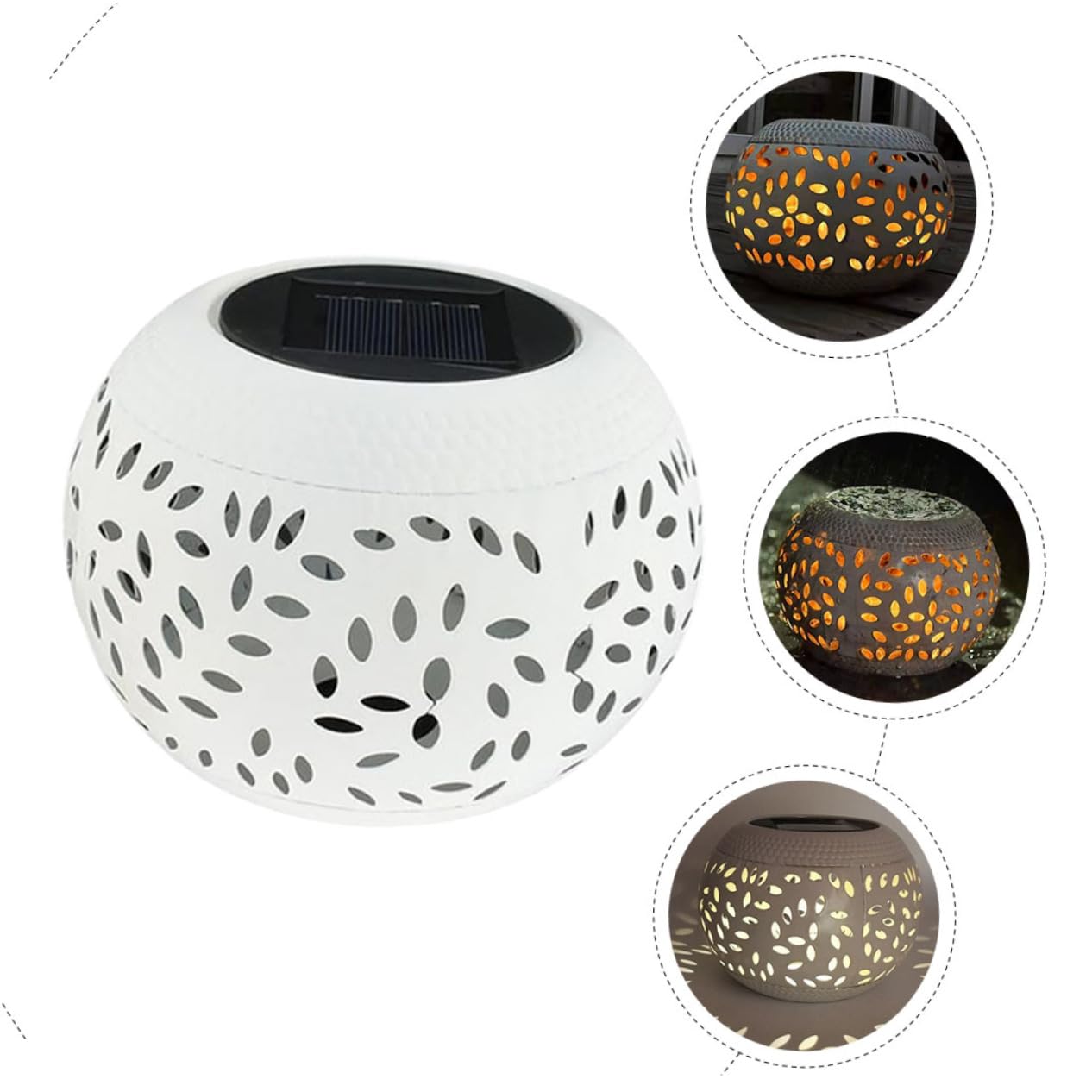 BESPORTBLE Lámpara Solar Diseño Hueco Original de Hierro Blanco para Exteriores Luz Decorativa Energía Solar para Jardín y Espacio al Aire Libre