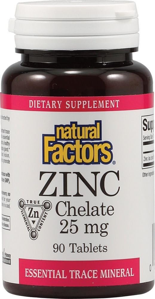 Natural Factors Zinc Chelate 25mg Tablets, 90 Count
