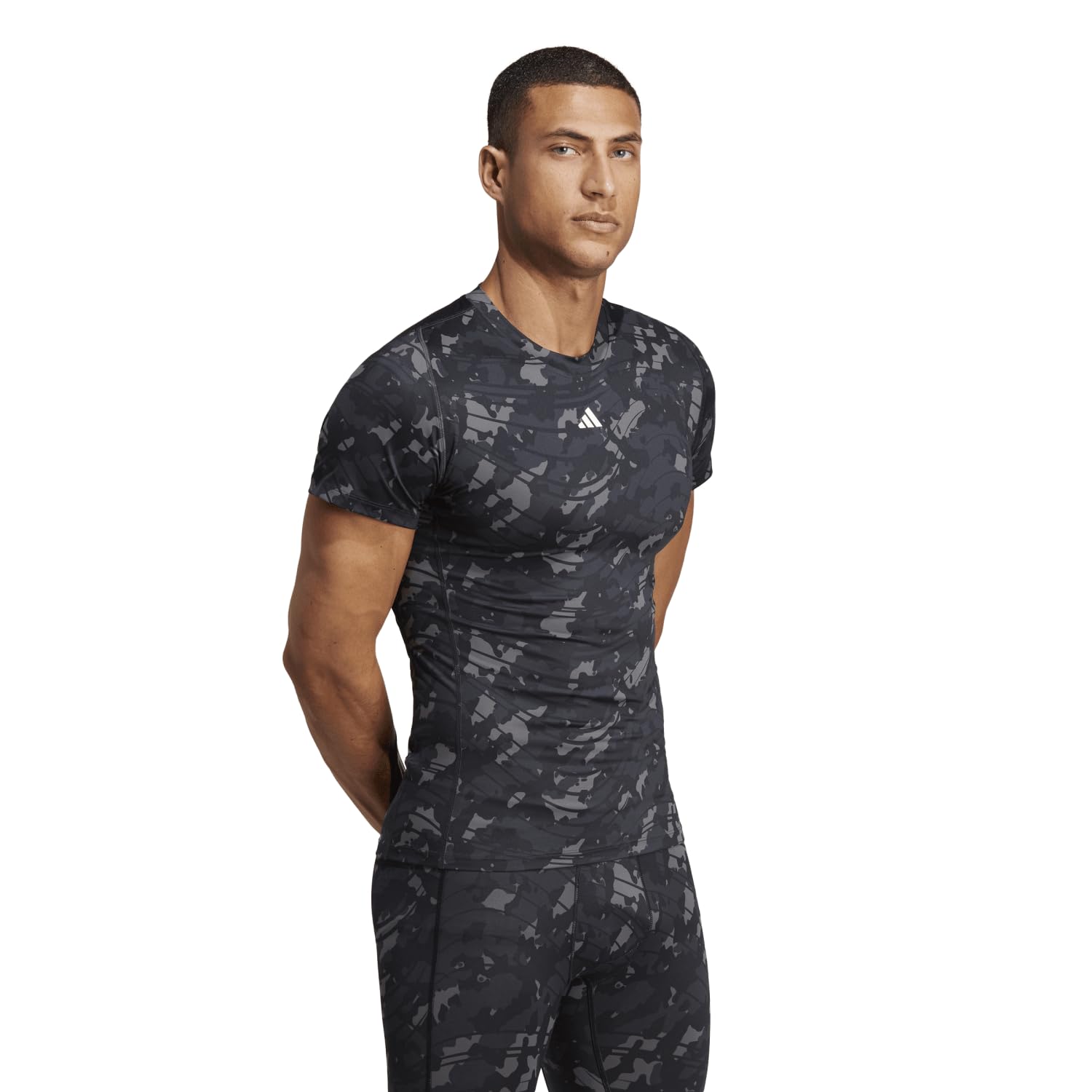 Adidas Techfit Allover Print Training Short Sleeve T-Shirt Maglietta Uomo