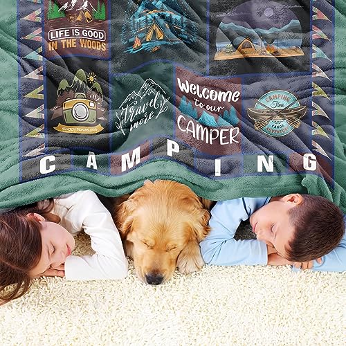 Sowide Camping Blanket for Camping Lovers Camping Gifts for Men Women Family Soft Fleece Blanket Throw Unique Gift - Image 2