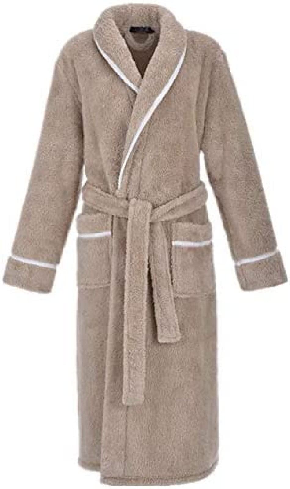 ANTIY Men Women Hooded Kimono Bathrobe Plush Flannel Nightgown Warm Comfortable Long Robes Sleepwear Brown Female X-Large