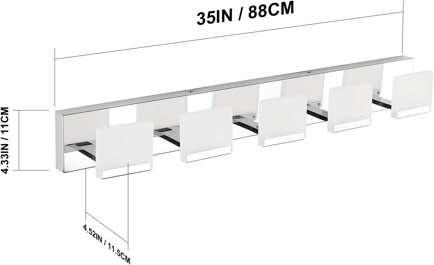 Ralbay LED Modern Bathroom Vanity Lights 5 Lights Acrylic Stainless Steel Bathroom Wall Light Fixture