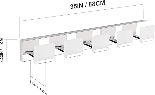 Miniatura 2 de Ralbay Luces LED modernas para tocador de baño, 5 luces, lámpara de pared de baño de acero inoxidable acrílico