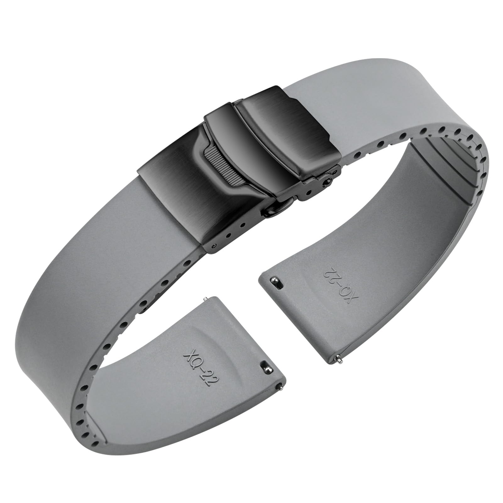 Uhrenarmband Fluorkautschuk mit Faltschließe Cut-to-Size FKM Kautschuk Gummi Armband Schnellverschluss Weiche Langlebig Universal Ersatzarmband Watch Band 18mm 19mm 20mm 21mm 22mm